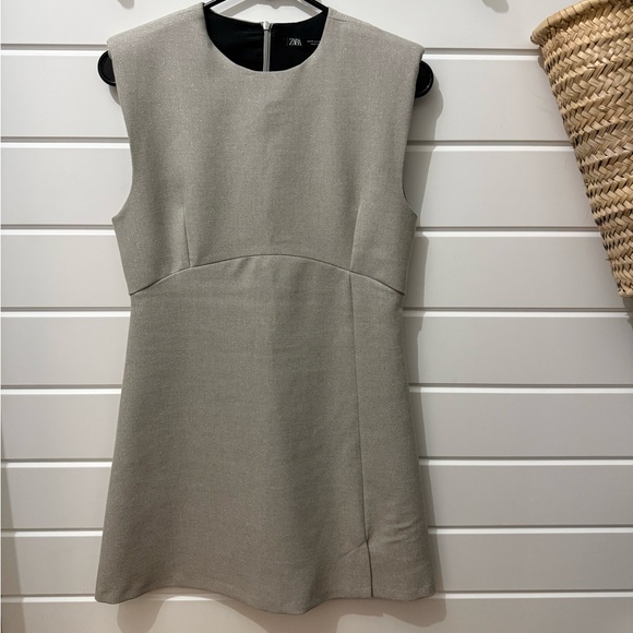 Zara Shimmering Gray Sleeveless Mini Dress - Picture 2 of 5